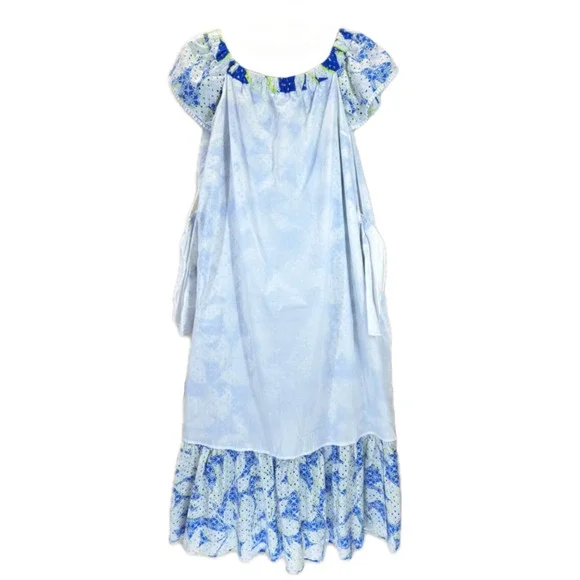 Draper James Eyelet Off Shoulder Midi Flounce Dress XL Multicolor Leaf Print - Picture 3 of 13